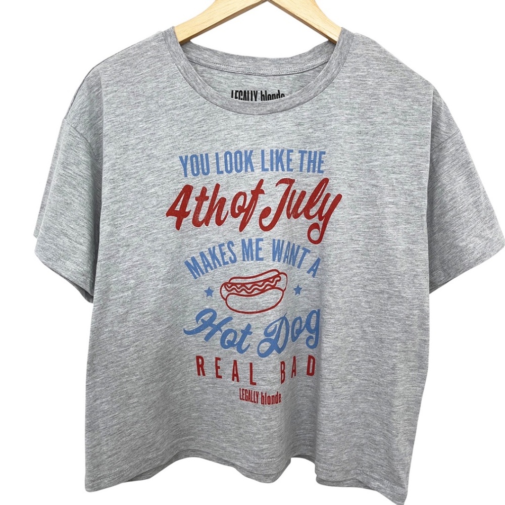 NWOT Legally Blonde Fourth of July Hot Dog Cropped T-Shirt XL